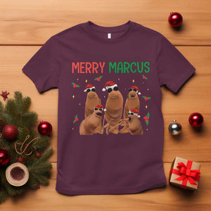 Marcus The Worm Christmas Meme T Shirt Funny Brain Rot Gen Z Xmas TS14 Maroon Print Your Wear