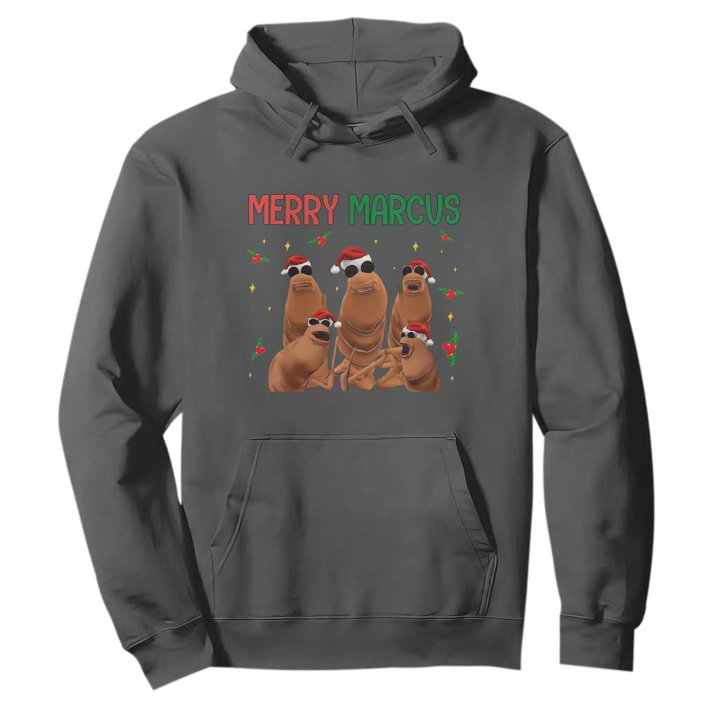 Marcus The Worm Christmas Meme Hoodie Funny Brain Rot Gen Z Xmas TS14 Dark Heather Print Your Wear