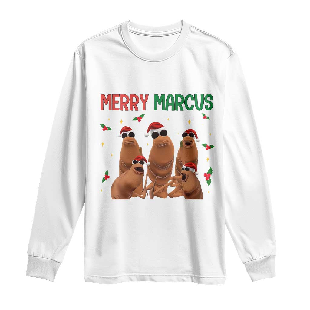 Marcus The Worm Christmas Meme Long Sleeve Shirt Funny Brain Rot Gen Z Xmas TS14 White Print Your Wear