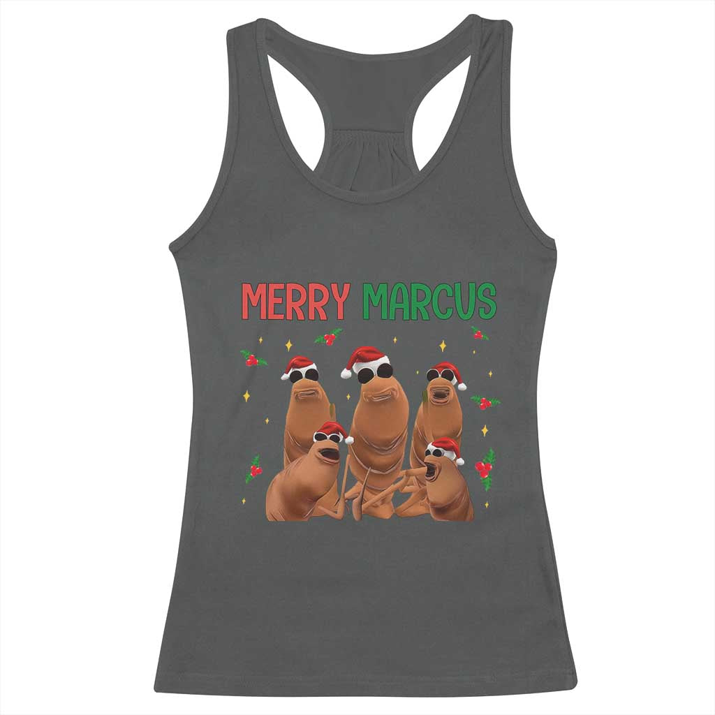 Marcus The Worm Christmas Meme Racerback Tank Top Funny Brain Rot Gen Z Xmas TS14 Dark Heather Print Your Wear