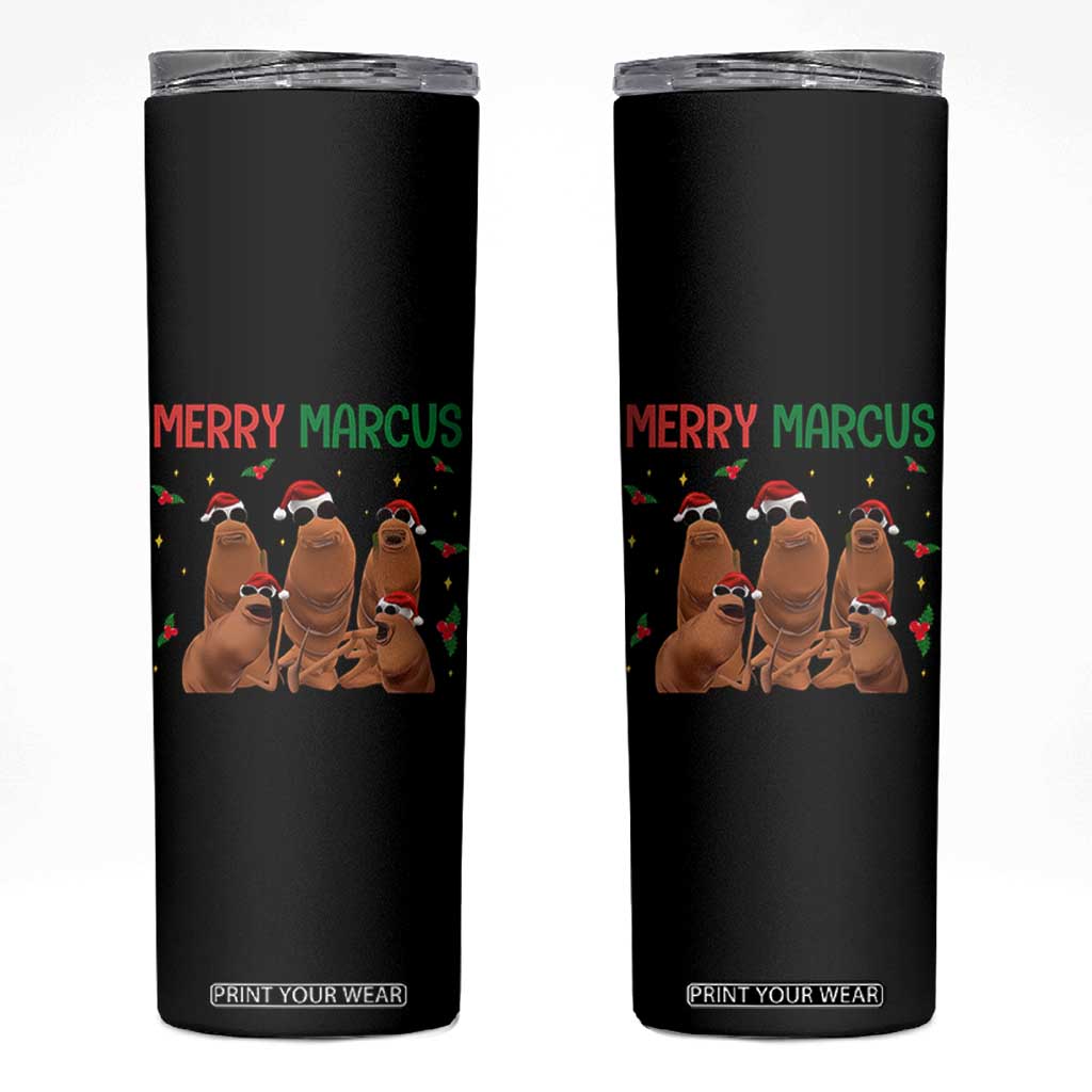 Marcus The Worm Christmas Meme Skinny Tumbler Funny Brain Rot Gen Z Xmas TS14 Black Print Your Wear