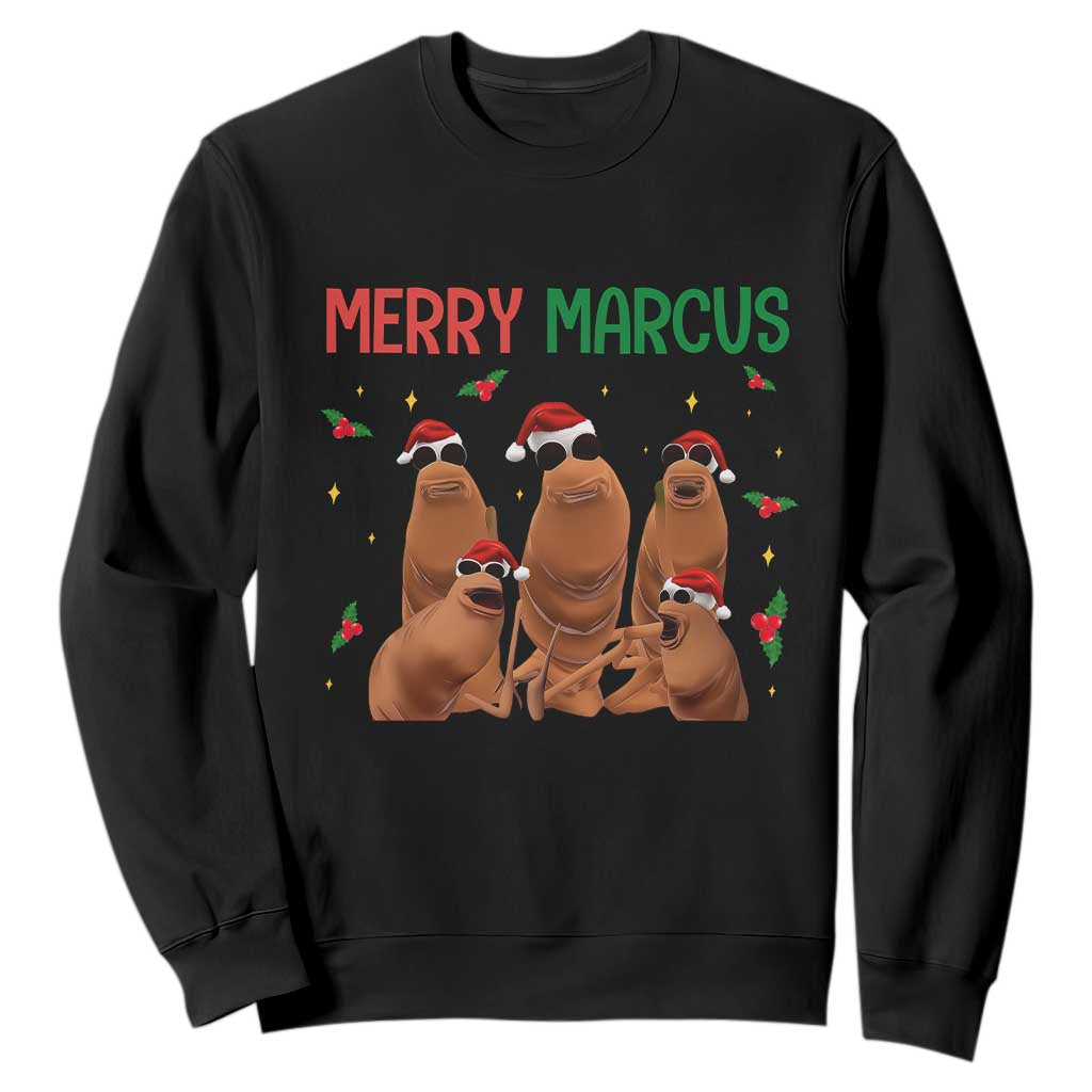 Marcus The Worm Christmas Meme Sweatshirt Funny Brain Rot Gen Z Xmas TS14 Black Print Your Wear