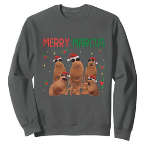 Marcus The Worm Christmas Meme Sweatshirt Funny Brain Rot Gen Z Xmas TS14 Dark Heather Print Your Wear
