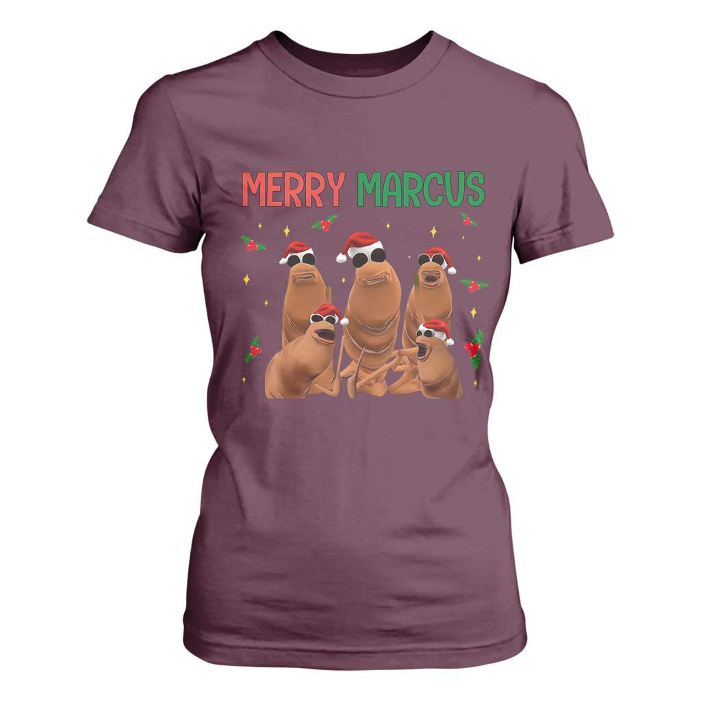 Marcus The Worm Christmas Meme T Shirt For Women Funny Brain Rot Gen Z Xmas TS14 Maroon Print Your Wear