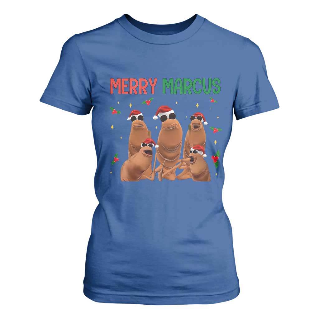 Marcus The Worm Christmas Meme T Shirt For Women Funny Brain Rot Gen Z Xmas TS14 Royal Blue Print Your Wear