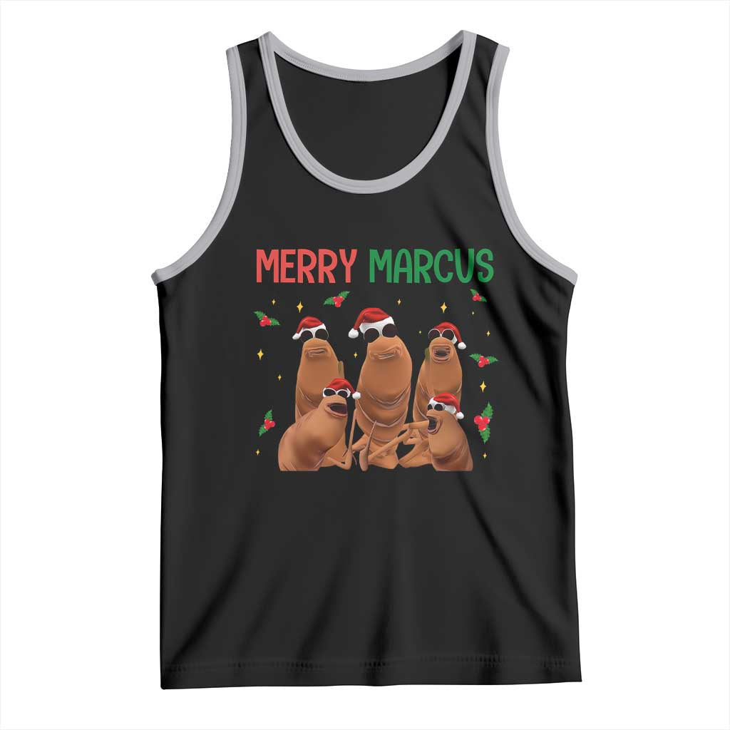 Marcus The Worm Christmas Meme Tank Top Funny Brain Rot Gen Z Xmas TS14 Black Athletic Heather Print Your Wear