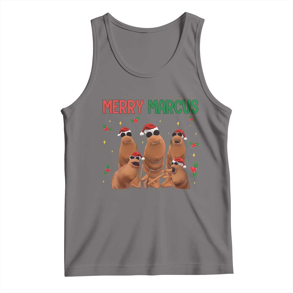 Marcus The Worm Christmas Meme Tank Top Funny Brain Rot Gen Z Xmas TS14 Deep Heather Print Your Wear