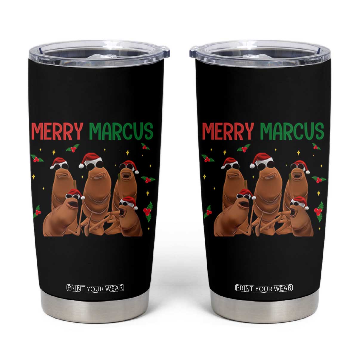 Marcus The Worm Christmas Meme Tumbler Cup Funny Brain Rot Gen Z Xmas TS14 Black Print Your Wear