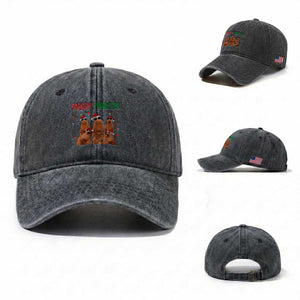 Marcus The Worm Christmas Meme Washed Cotton Baseball Cap Funny Brain Rot Gen Z Xmas TS14 Washed Cap Universal Fit Dark Gray Print Your Wear