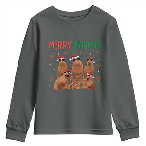 Marcus The Worm Christmas Meme Youth Sweatshirt Funny Brain Rot Gen Z Xmas TS14 Dark Heather Print Your Wear