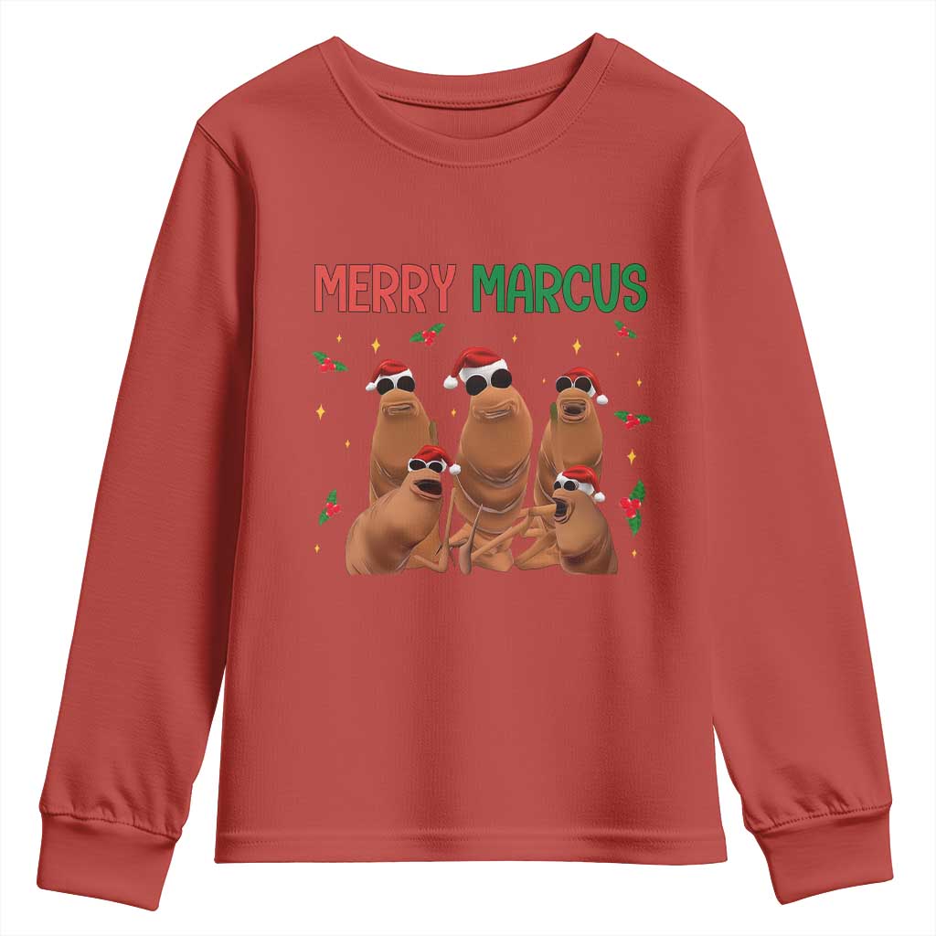 Marcus The Worm Christmas Meme Youth Sweatshirt Funny Brain Rot Gen Z Xmas TS14 Red Print Your Wear