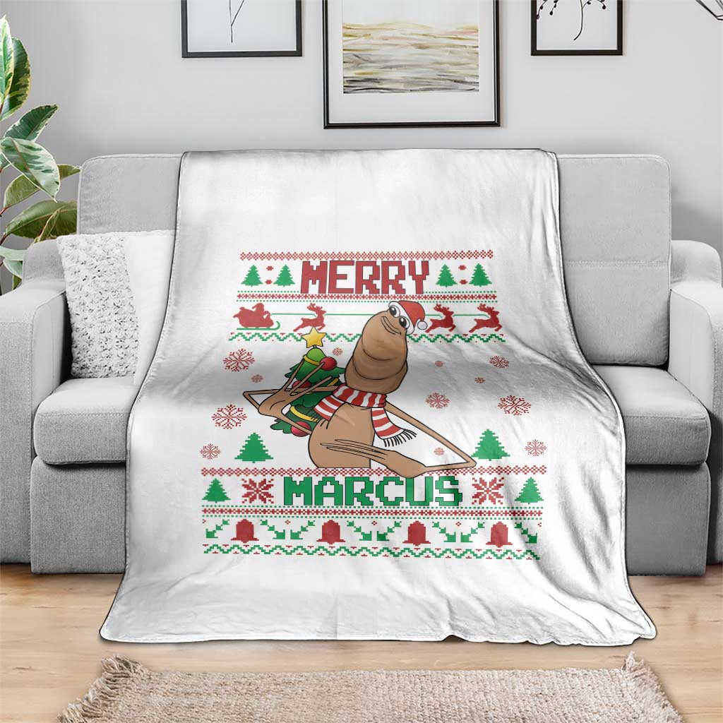 Marcus The Worm Christmas Meme Throw Blanket Funny Brain Rot Xmas TS14 Print Your Wear