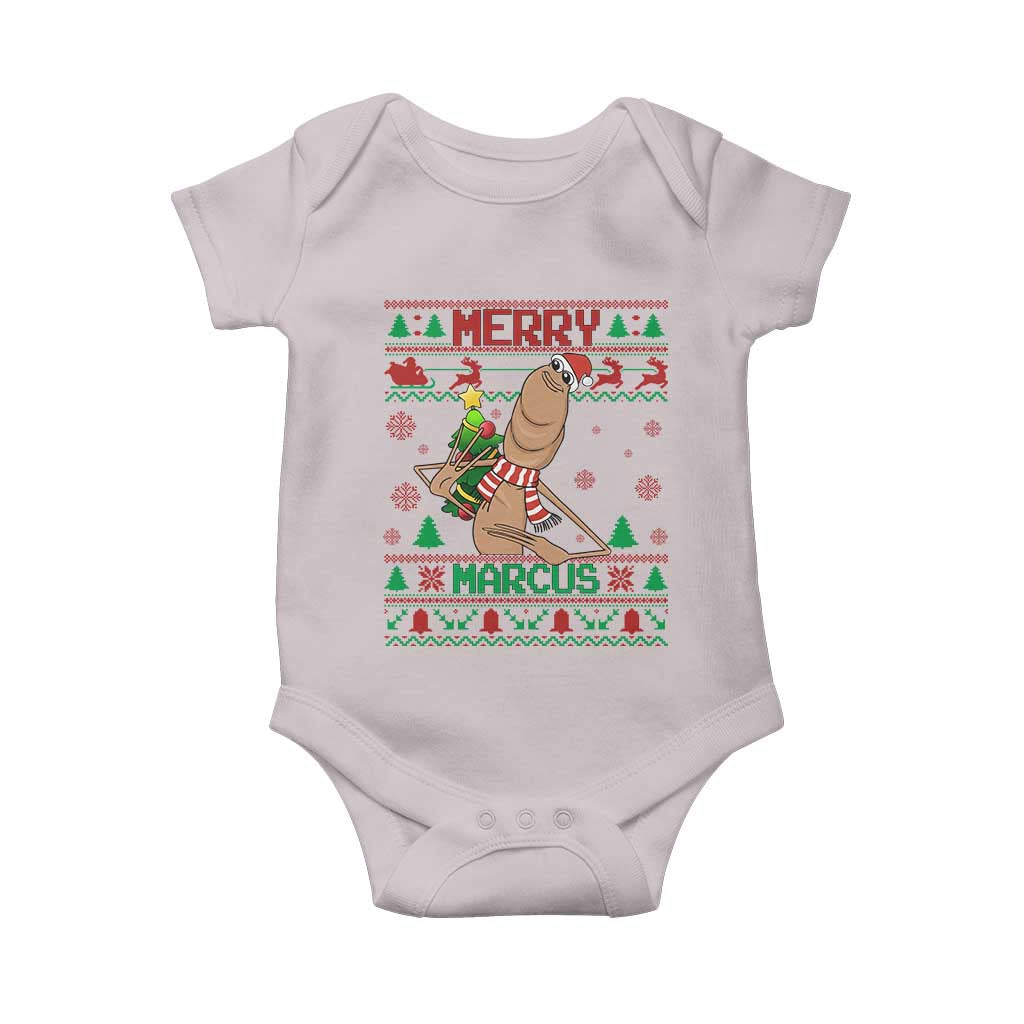 Marcus The Worm Christmas Meme Baby Onesie Funny Brain Rot Xmas TS14 Ice Gray Print Your Wear