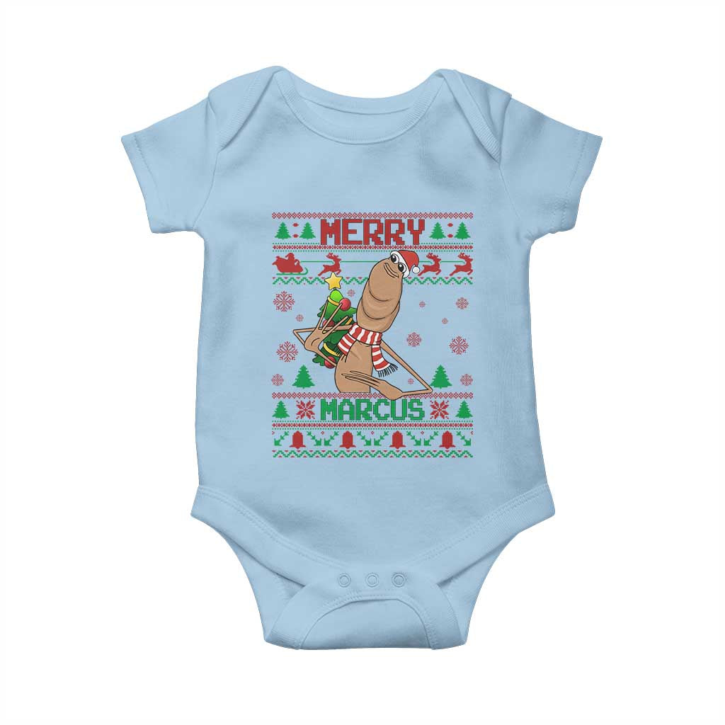 Marcus The Worm Christmas Meme Baby Onesie Funny Brain Rot Xmas TS14 Light Blue Print Your Wear