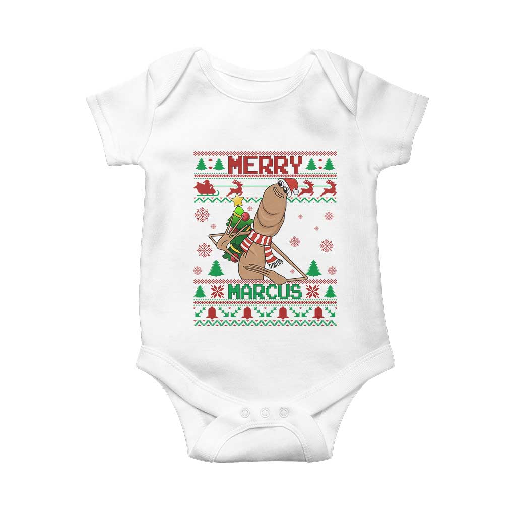 Marcus The Worm Christmas Meme Baby Onesie Funny Brain Rot Xmas TS14 White Print Your Wear