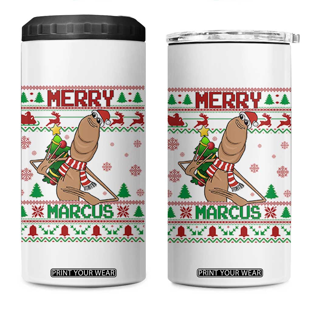 Marcus The Worm Christmas Meme 4 in 1 Can Cooler Tumbler Funny Brain Rot Xmas TS14 One Size: 16 oz White Print Your Wear