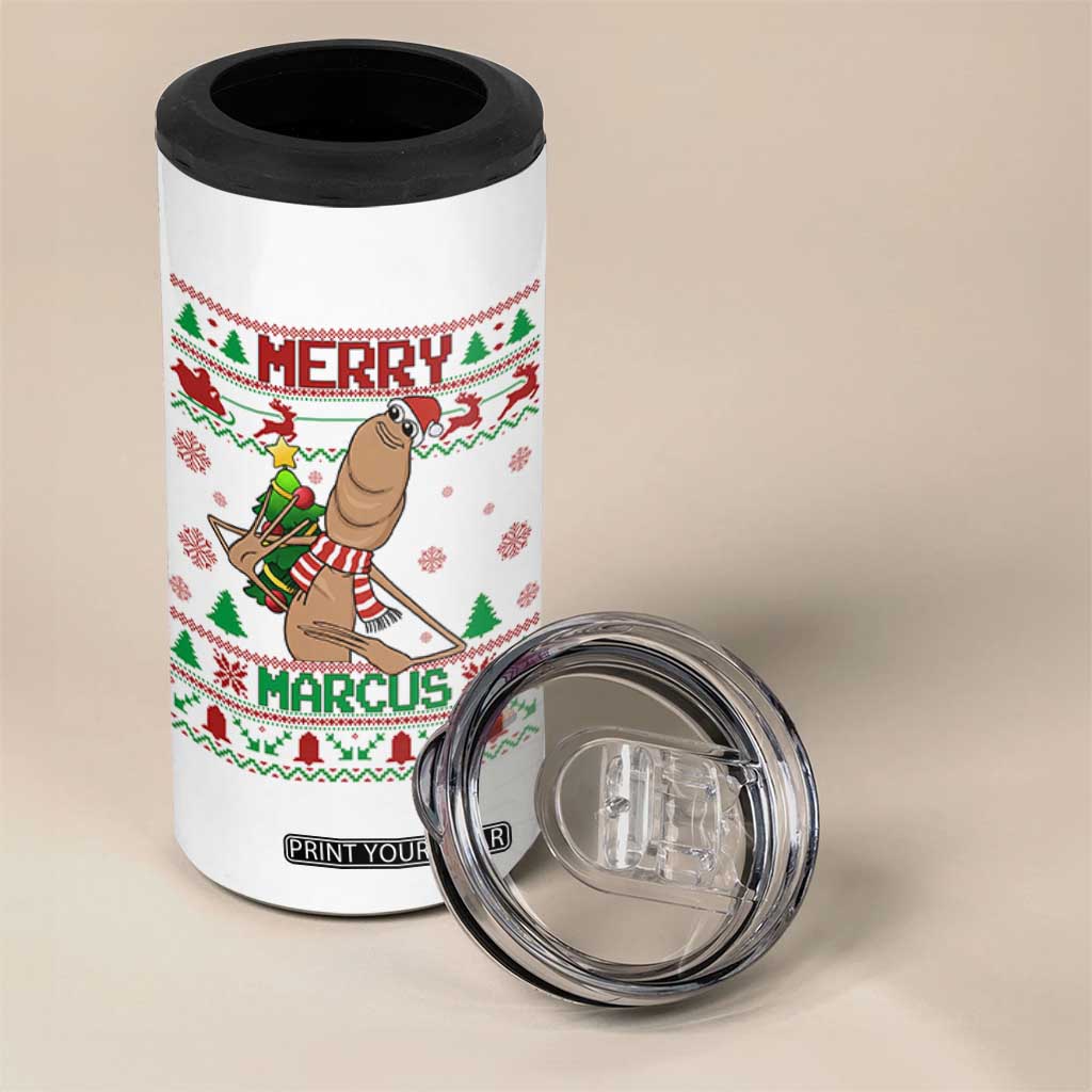 Marcus The Worm Christmas Meme 4 in 1 Can Cooler Tumbler Funny Brain Rot Xmas TS14 Print Your Wear
