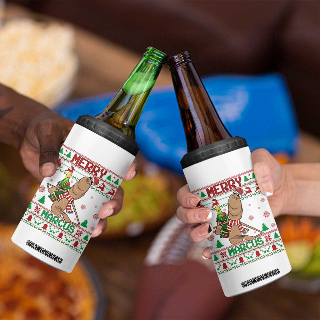 Marcus The Worm Christmas Meme 4 in 1 Can Cooler Tumbler Funny Brain Rot Xmas TS14 Print Your Wear