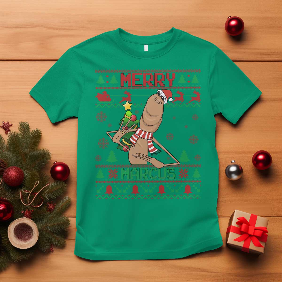Marcus The Worm Christmas Meme T Shirt Funny Brain Rot Xmas TS14 Irish Green Print Your Wear