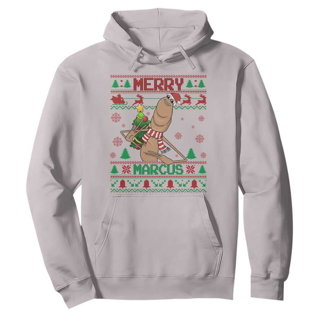 Marcus The Worm Christmas Meme Hoodie Funny Brain Rot Xmas TS14 Ice Gray Print Your Wear