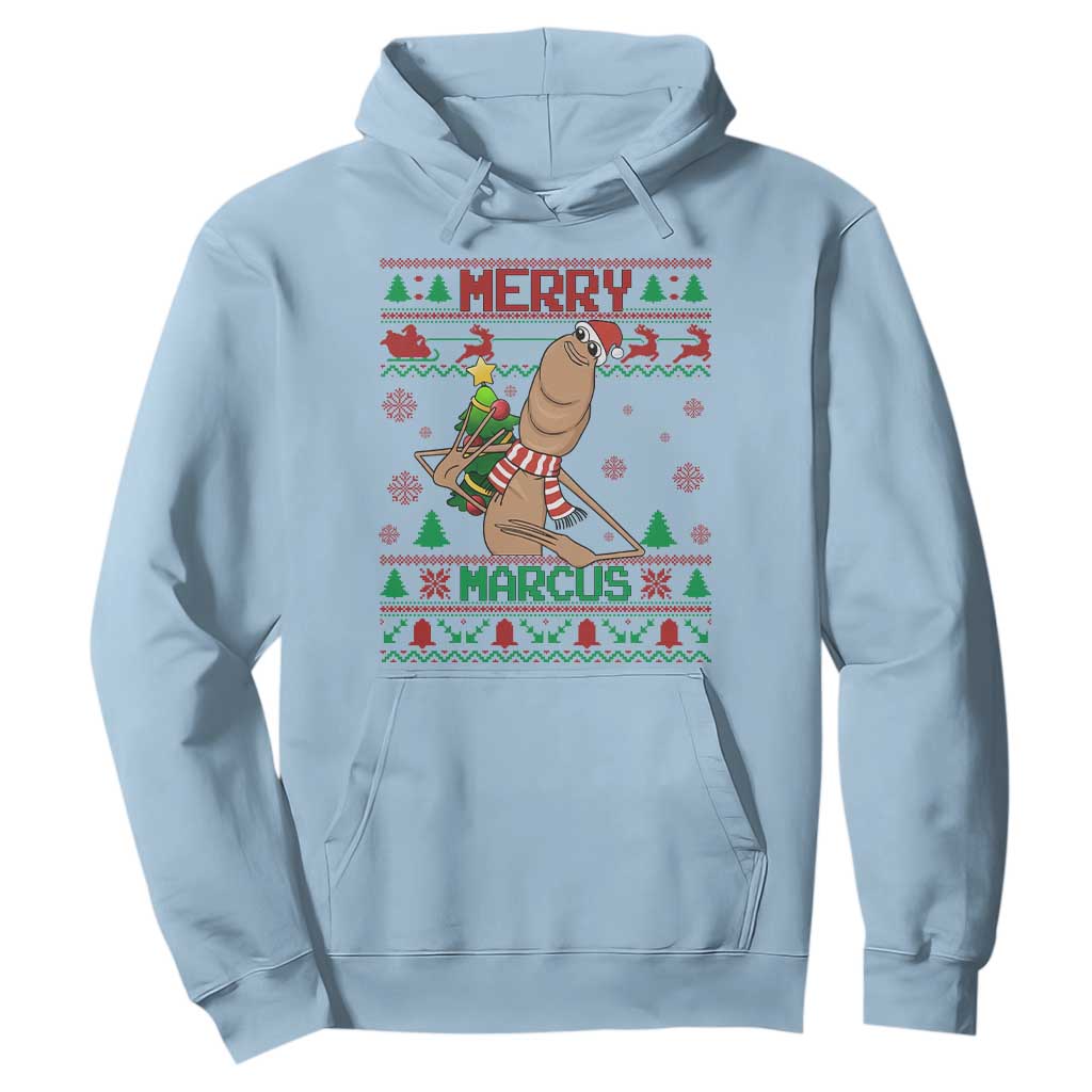 Marcus The Worm Christmas Meme Hoodie Funny Brain Rot Xmas TS14 Light Blue Print Your Wear