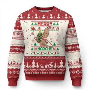 Marcus The Worm Xmas Meme Ugly Christmas Sweater Funny Brain Rot Xmas TS14 Beige Red Print Your Wear