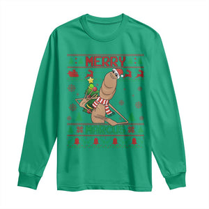 Marcus The Worm Christmas Meme Long Sleeve Shirt Funny Brain Rot Xmas TS14 Irish Green Print Your Wear