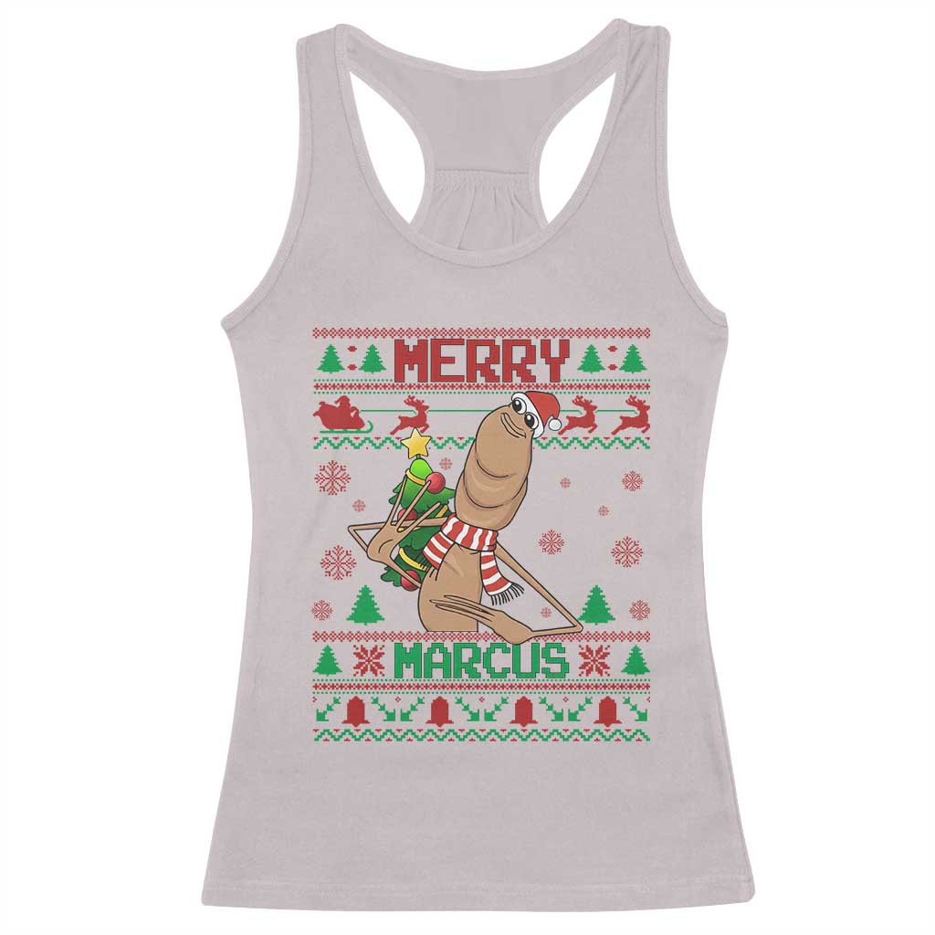 Marcus The Worm Christmas Meme Racerback Tank Top Funny Brain Rot Xmas TS14 Ice Gray Print Your Wear