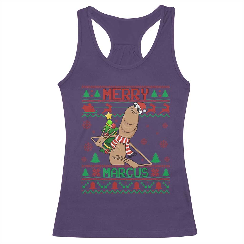 Marcus The Worm Christmas Meme Racerback Tank Top Funny Brain Rot Xmas TS14 Purple Print Your Wear