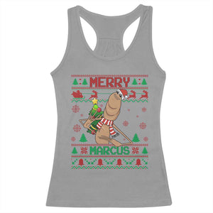 Marcus The Worm Christmas Meme Racerback Tank Top Funny Brain Rot Xmas TS14 Sport Gray Print Your Wear
