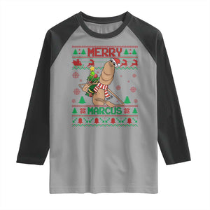 Marcus The Worm Christmas Meme Raglan Shirt Funny Brain Rot Xmas TS14 Sport Gray Black Print Your Wear