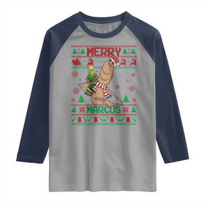 Marcus The Worm Christmas Meme Raglan Shirt Funny Brain Rot Xmas TS14 Sport Gray Navy Print Your Wear