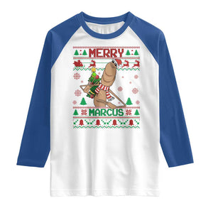 Marcus The Worm Christmas Meme Raglan Shirt Funny Brain Rot Xmas TS14 White Royal Print Your Wear