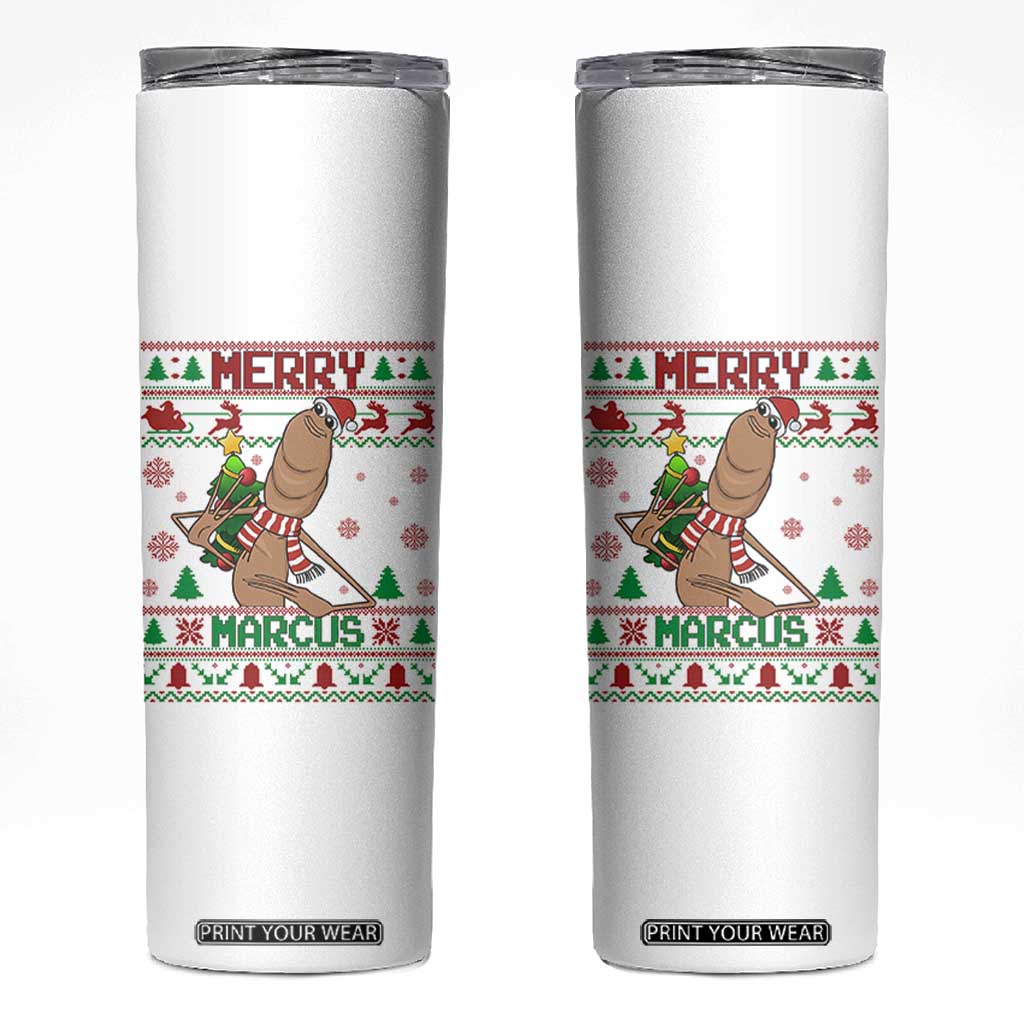 Marcus The Worm Christmas Meme Skinny Tumbler Funny Brain Rot Xmas TS14 White Print Your Wear