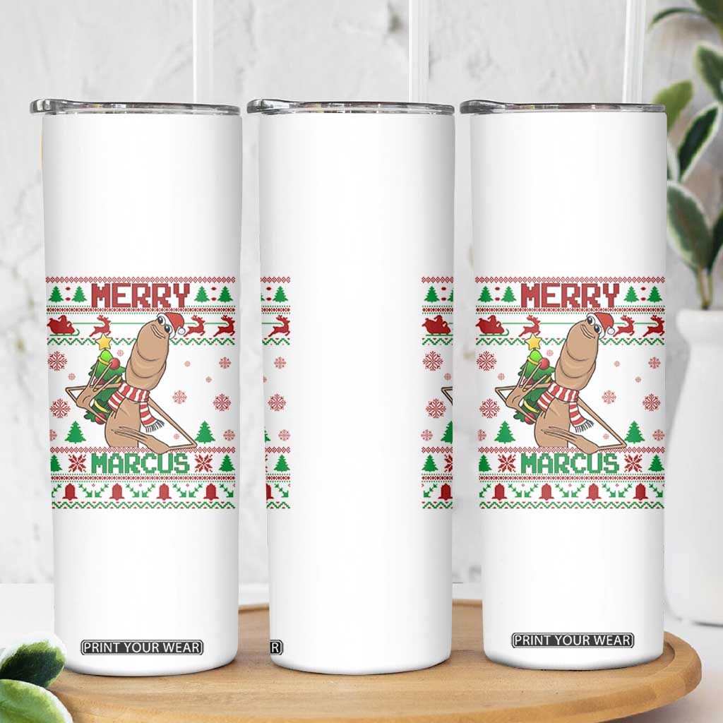 Marcus The Worm Christmas Meme Skinny Tumbler Funny Brain Rot Xmas TS14 Print Your Wear