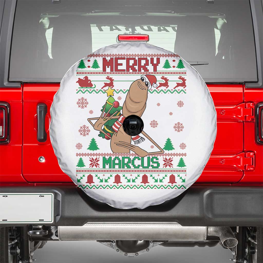 Marcus The Worm Christmas Meme Spare Tire Cover Funny Brain Rot Xmas TS14 White Print Your Wear