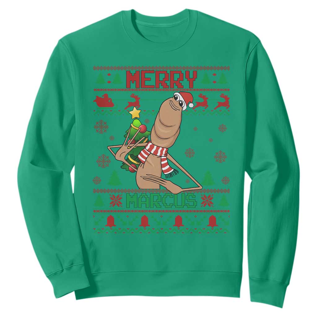Marcus The Worm Christmas Meme Sweatshirt Funny Brain Rot Xmas TS14 Irish Green Print Your Wear