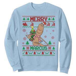 Marcus The Worm Christmas Meme Sweatshirt Funny Brain Rot Xmas TS14 Light Blue Print Your Wear