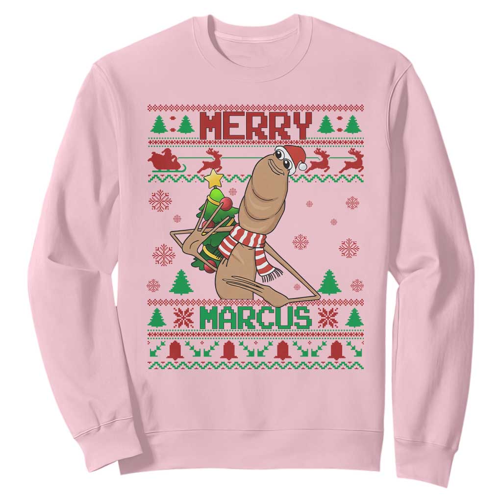 Marcus The Worm Christmas Meme Sweatshirt Funny Brain Rot Xmas TS14 Light Pink Print Your Wear