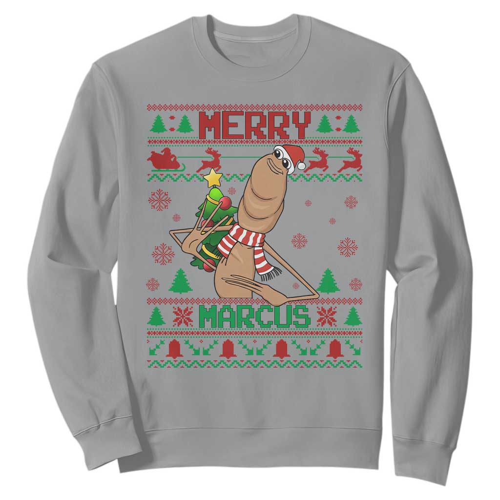 Marcus The Worm Christmas Meme Sweatshirt Funny Brain Rot Xmas TS14 Sport Gray Print Your Wear