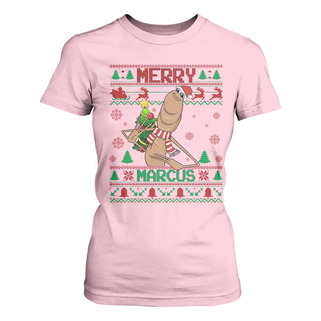 Marcus The Worm Christmas Meme T Shirt For Women Funny Brain Rot Xmas TS14 Light Pink Print Your Wear
