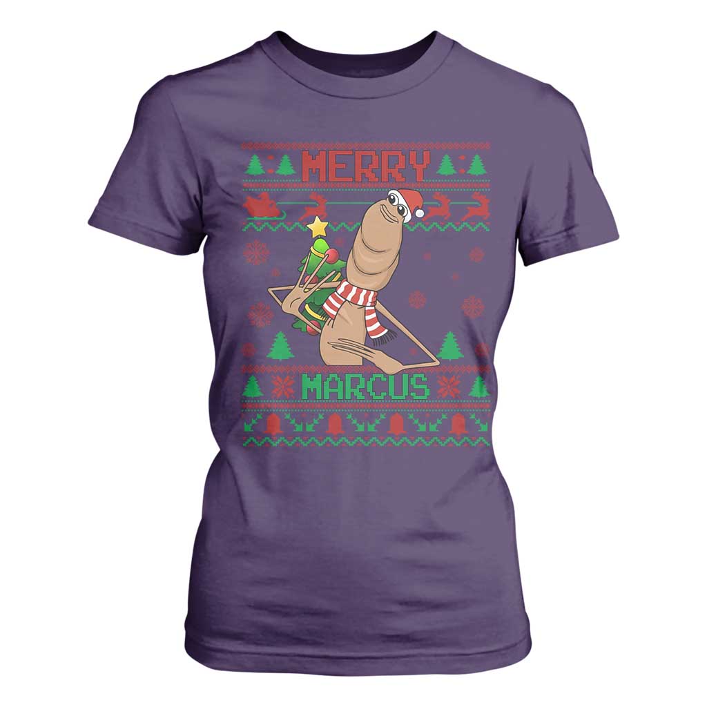 Marcus The Worm Christmas Meme T Shirt For Women Funny Brain Rot Xmas TS14 Purple Print Your Wear