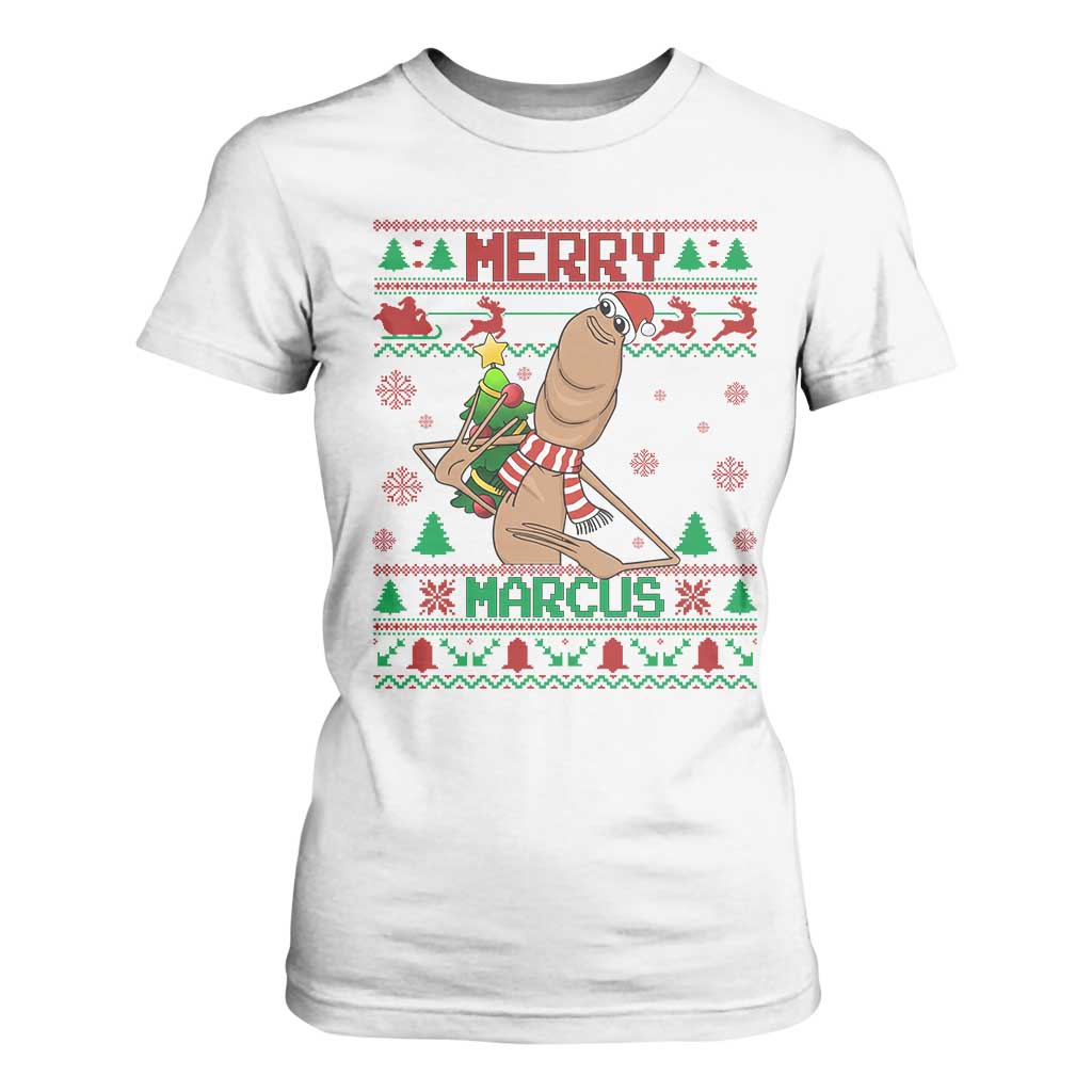 Marcus The Worm Christmas Meme T Shirt For Women Funny Brain Rot Xmas TS14 White Print Your Wear
