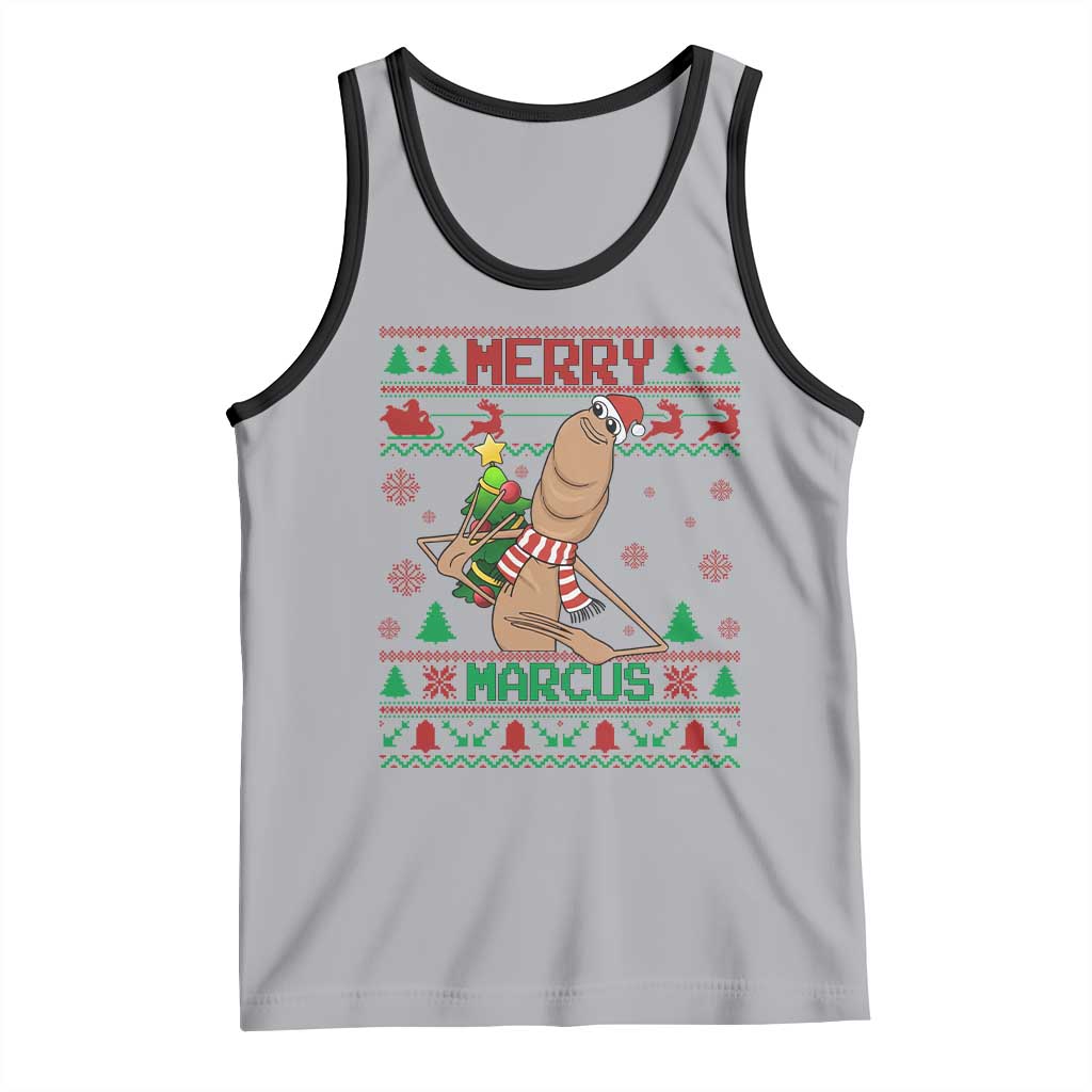 Marcus The Worm Christmas Meme Tank Top Funny Brain Rot Xmas TS14 Athletic Heather Black Print Your Wear