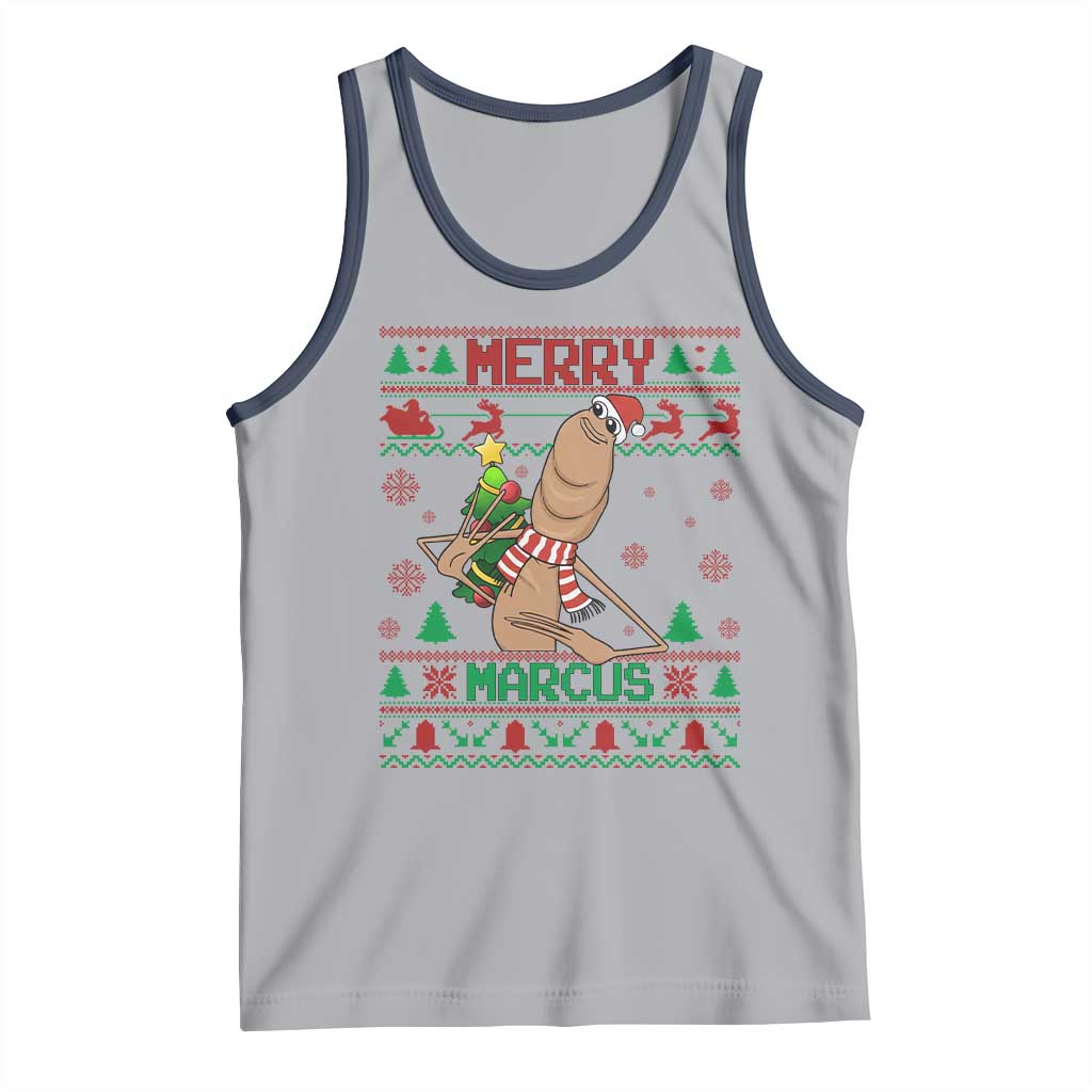 Marcus The Worm Christmas Meme Tank Top Funny Brain Rot Xmas TS14 Athletic Heather Navy Print Your Wear