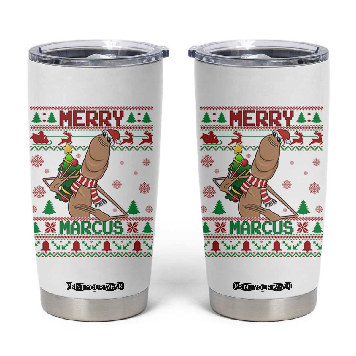 Marcus The Worm Christmas Meme Tumbler Cup Funny Brain Rot Xmas TS14 White Print Your Wear
