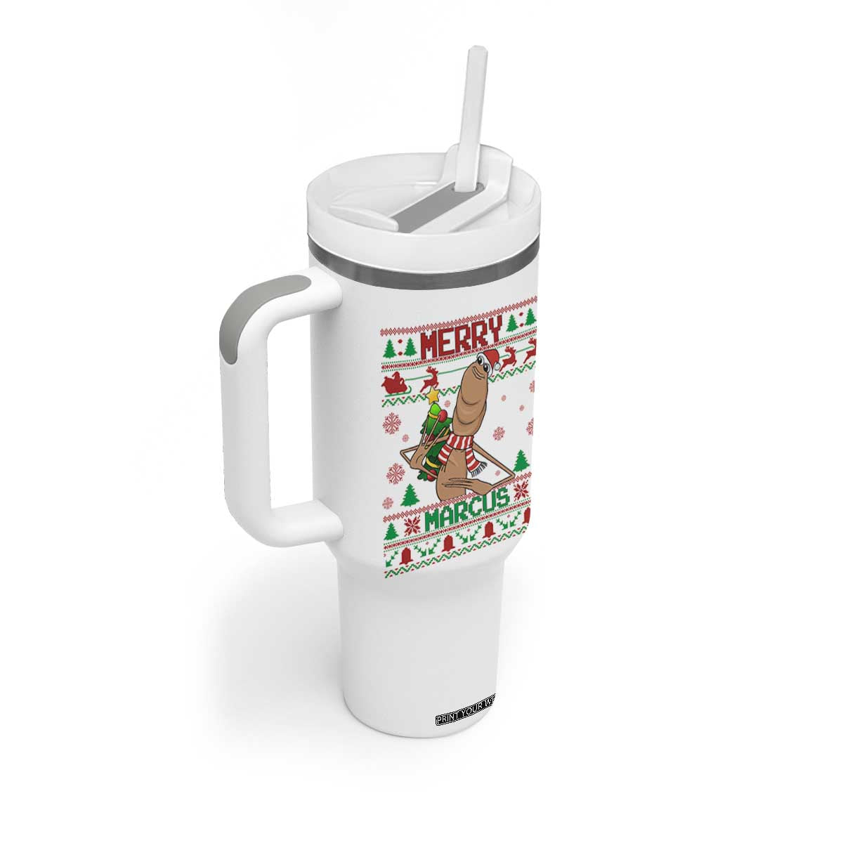 Marcus The Worm Christmas Meme Tumbler With Handle Funny Brain Rot Xmas TS14 Print Your Wear