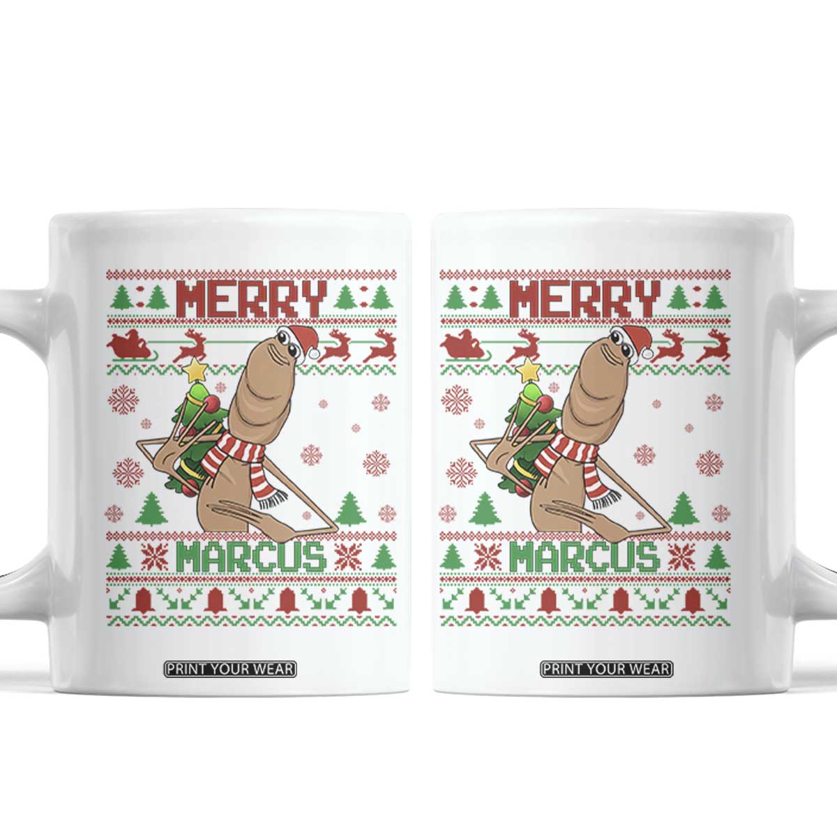 Marcus The Worm Christmas Meme Coffee Mug Funny Brain Rot Xmas TS14 White Print Your Wear