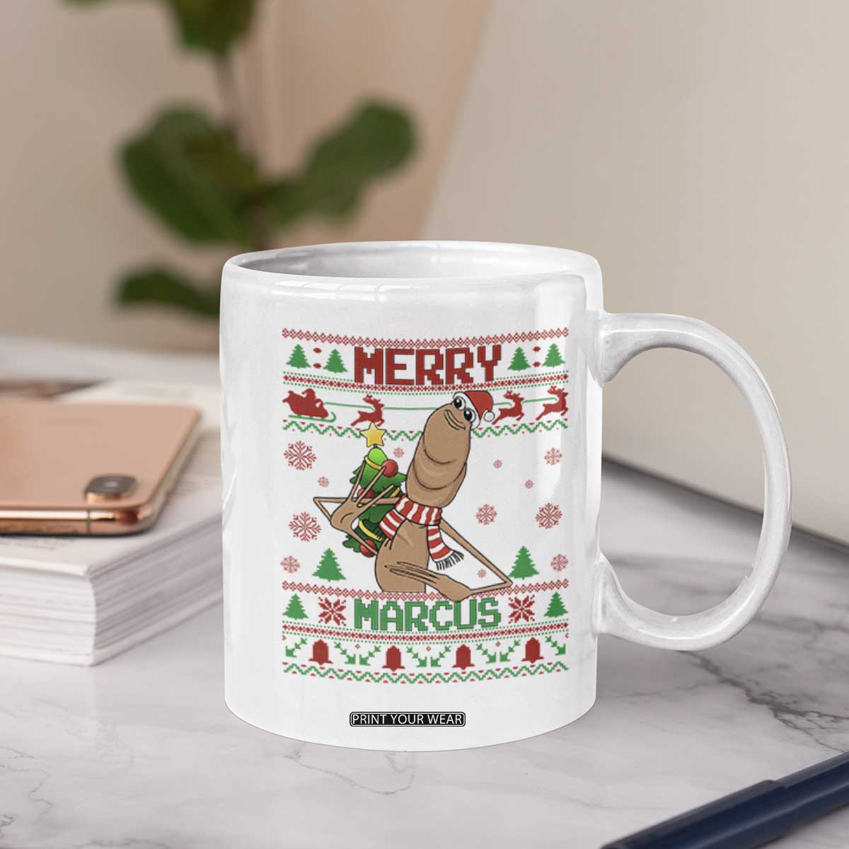 Marcus The Worm Christmas Meme Coffee Mug Funny Brain Rot Xmas TS14 Print Your Wear