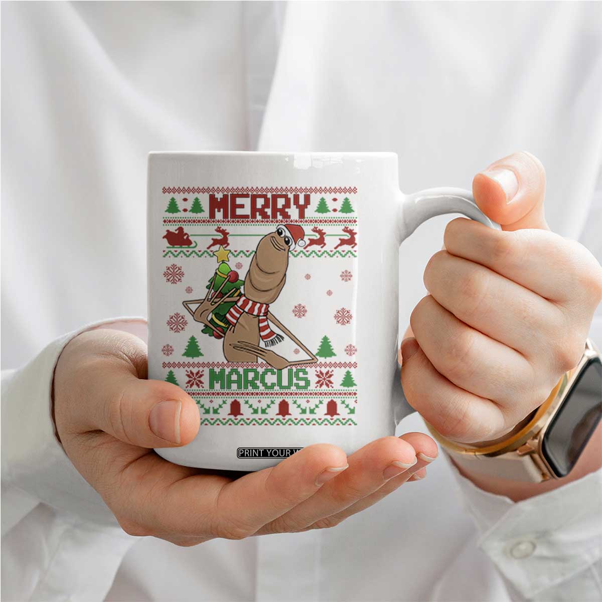 Marcus The Worm Christmas Meme Coffee Mug Funny Brain Rot Xmas TS14 Print Your Wear